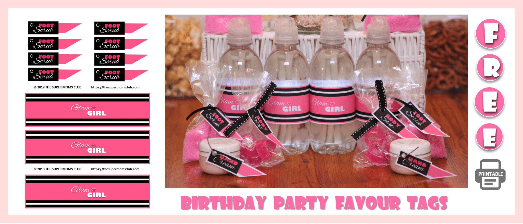 Make-up Themed Birthday Party FREE PRINTABLE Favour Tags - The Super Moms Club