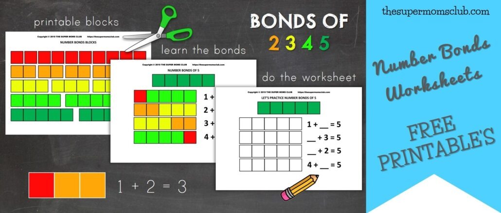 Number Bonds Intro + Worksheets For Numbers 2, 3, 4 & 5 - thesupermomsclub.com