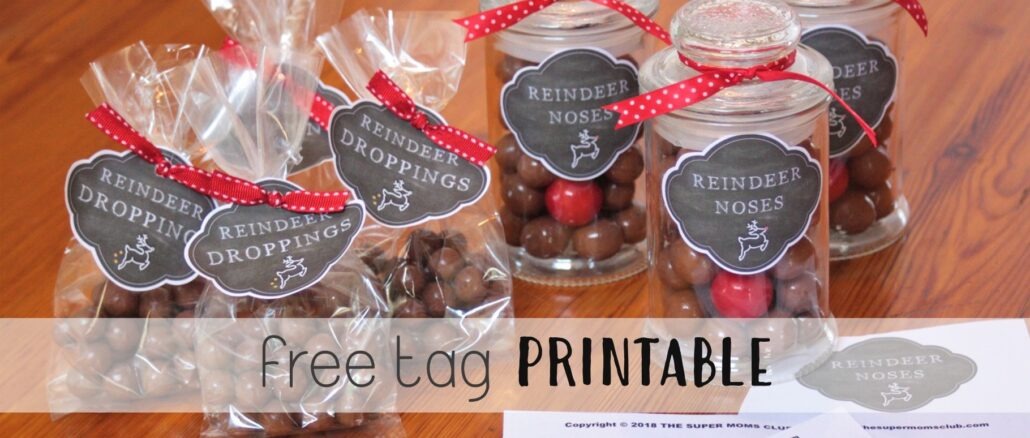 Reindeer Noses & Droppings Tags FREE Printable's - The Supermoms Club